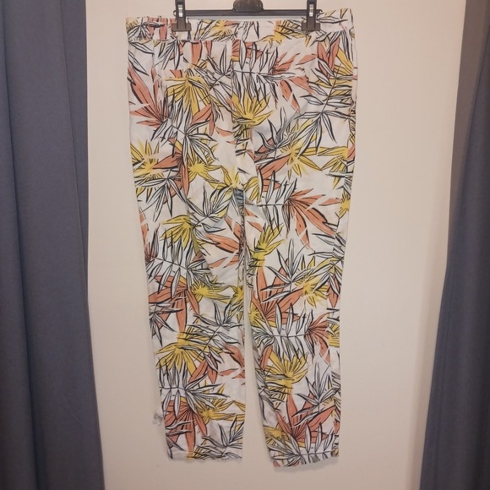 Serra Quiet Luxury‎ Tropical Palm Cruise Resort Linen Cotton Pants l